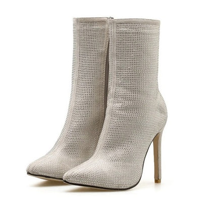 Pointed Toe Heeled Boots For Women