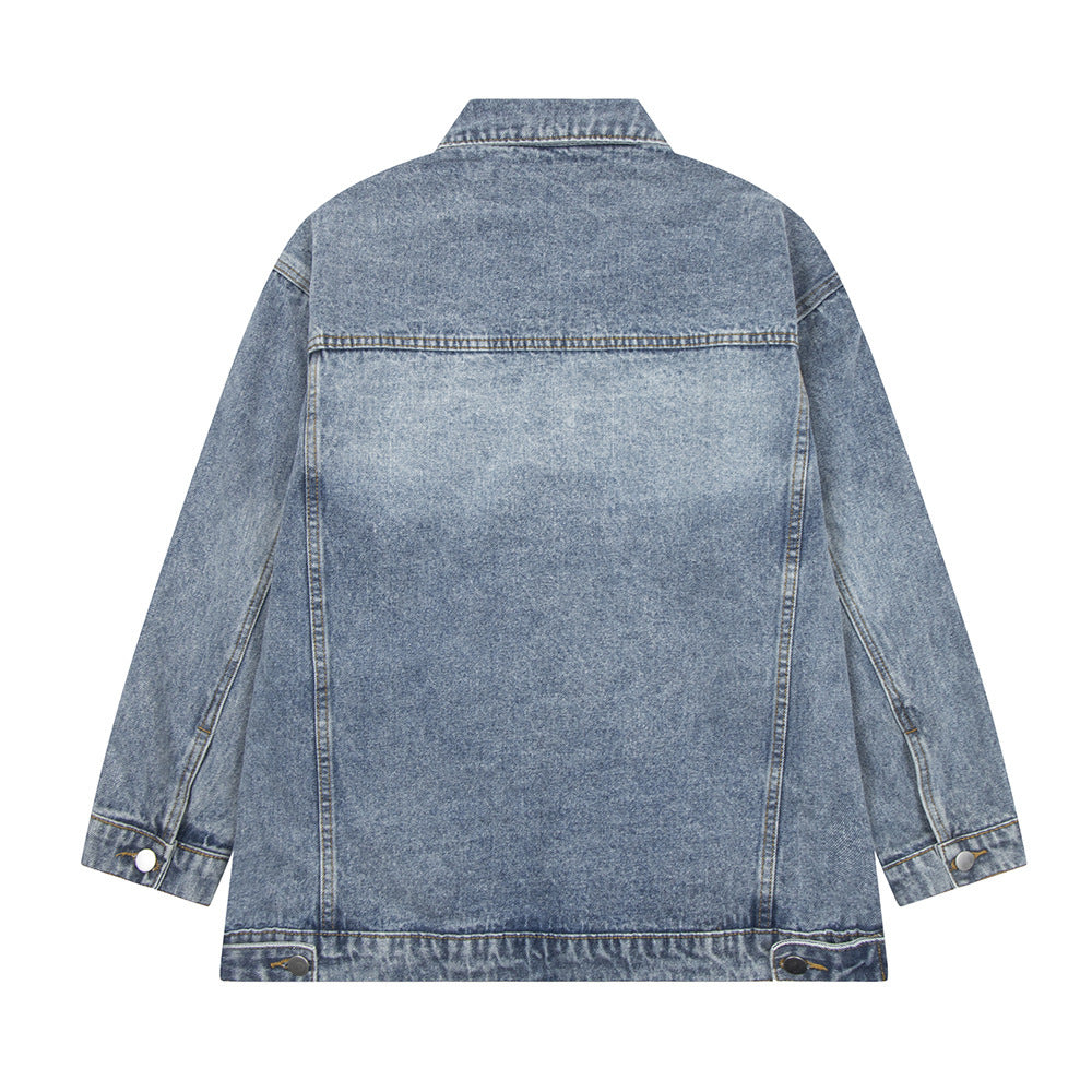 Punk Distressed Wash Denim Jacket