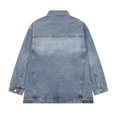 Punk Distressed Wash Denim Jacket