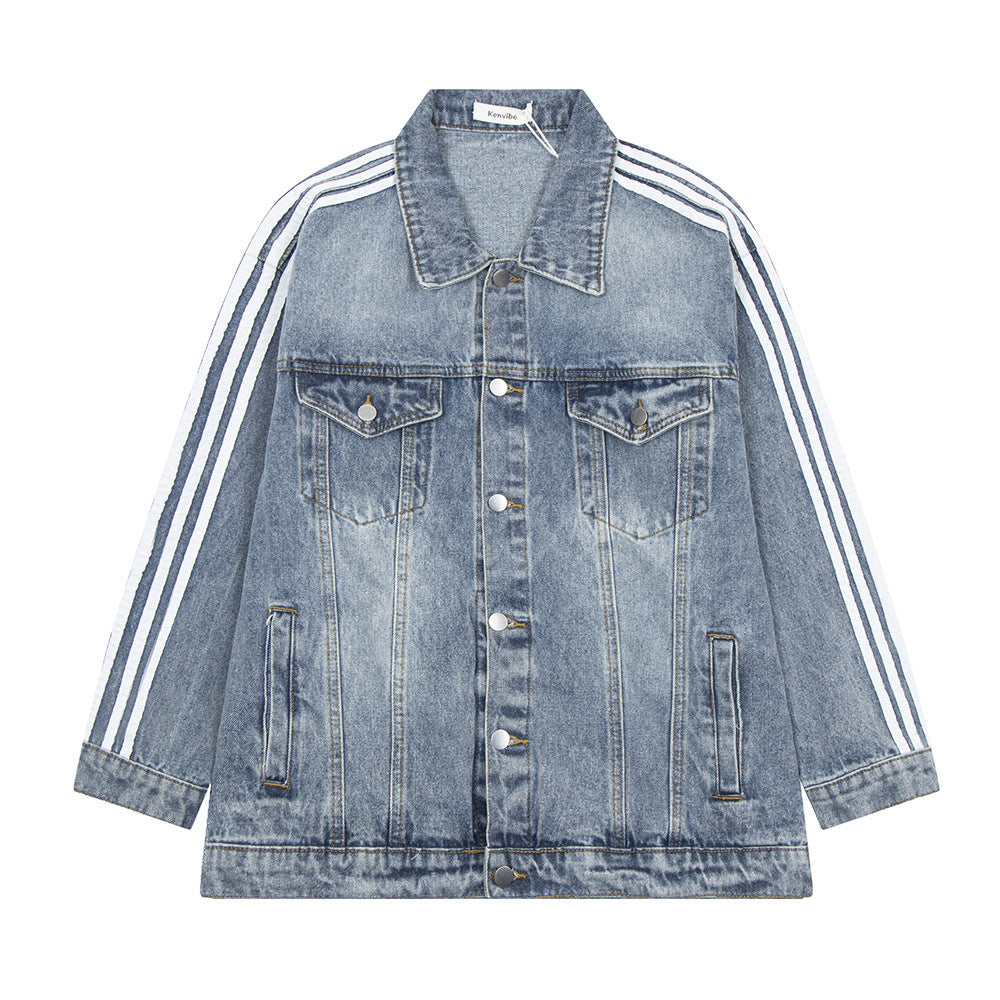 Punk Distressed Wash Denim Jacket