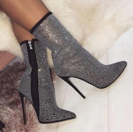 Pointed Toe Heeled Boots For Women