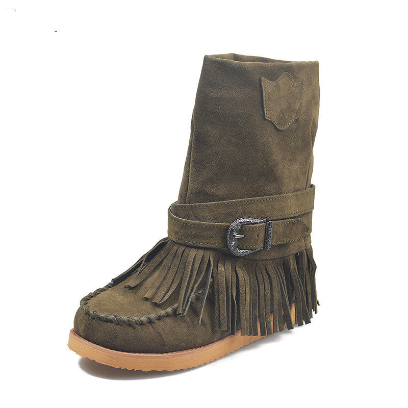 Fringe Middle Boots Women