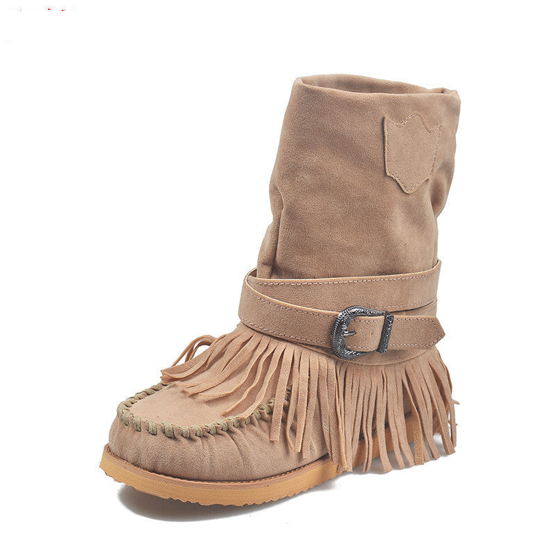 Fringe Middle Boots Women